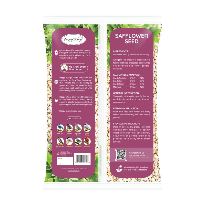 Happy Wings Safflower Seeds Wild Bird Food - 5 Pounds I No Grow Seed I Bird Seed for Wild Birds - Image 2